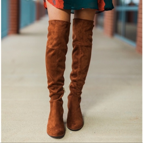 Twilight Gypsy Collective Shoes - Tan Vegan Suede Knee High Boots
